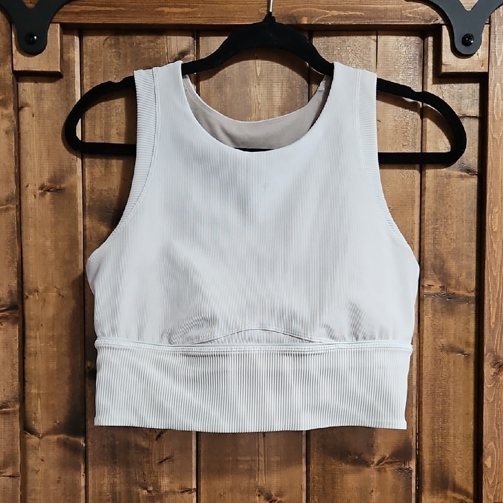 Lululemon White Kick Serve High Coverage Long Line Bra Size 10 - Picture 1 of 16
